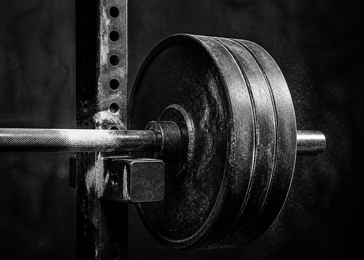 Barbell and weight plates in a private strength training studio