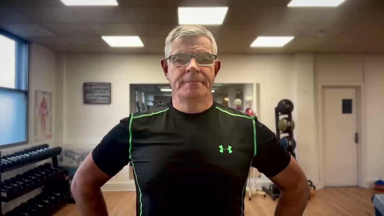 First scene of Chris Deavin's strength training for over 50s video